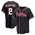 tocy P.Phillies #2 Justin Crawford Player Black Fashion Out Home Game Stitched Jerseys