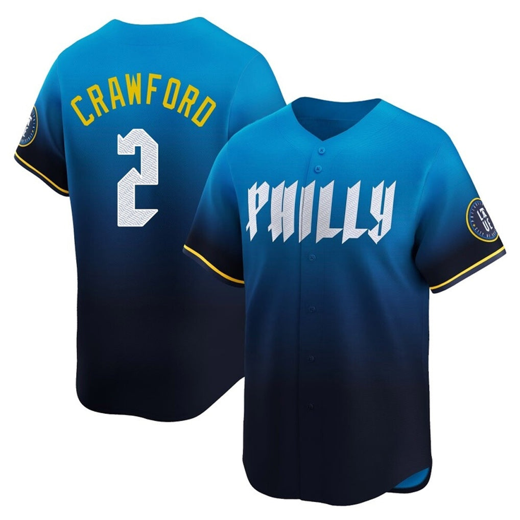 tocy P.Phillies #2 Justin Crawford Player Blue City Connect Home Limited Stitched Jerseys