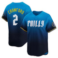 tocy P.Phillies #2 Justin Crawford Player Blue City Connect Home Limited Stitched Jerseys