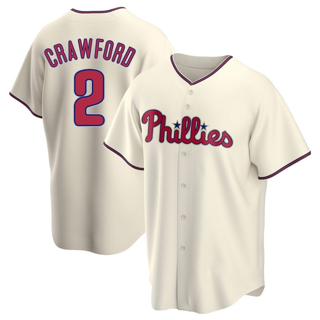 tocy P.Phillies #2 Justin Crawford Player Cream Game Stitched Jerseys