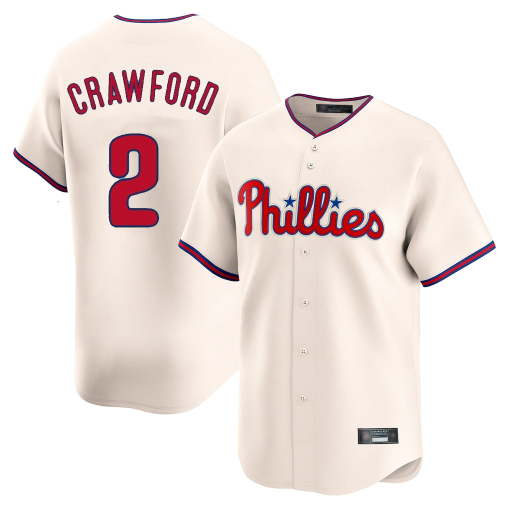 tocy P.Phillies #2 Justin Crawford Player Cream Home Limited Stitched Jerseys