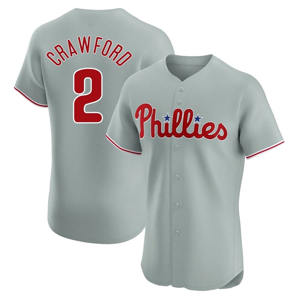 tocy P.Phillies #2 Justin Crawford Player Gray Home Limited Elite Stitched Jerseys