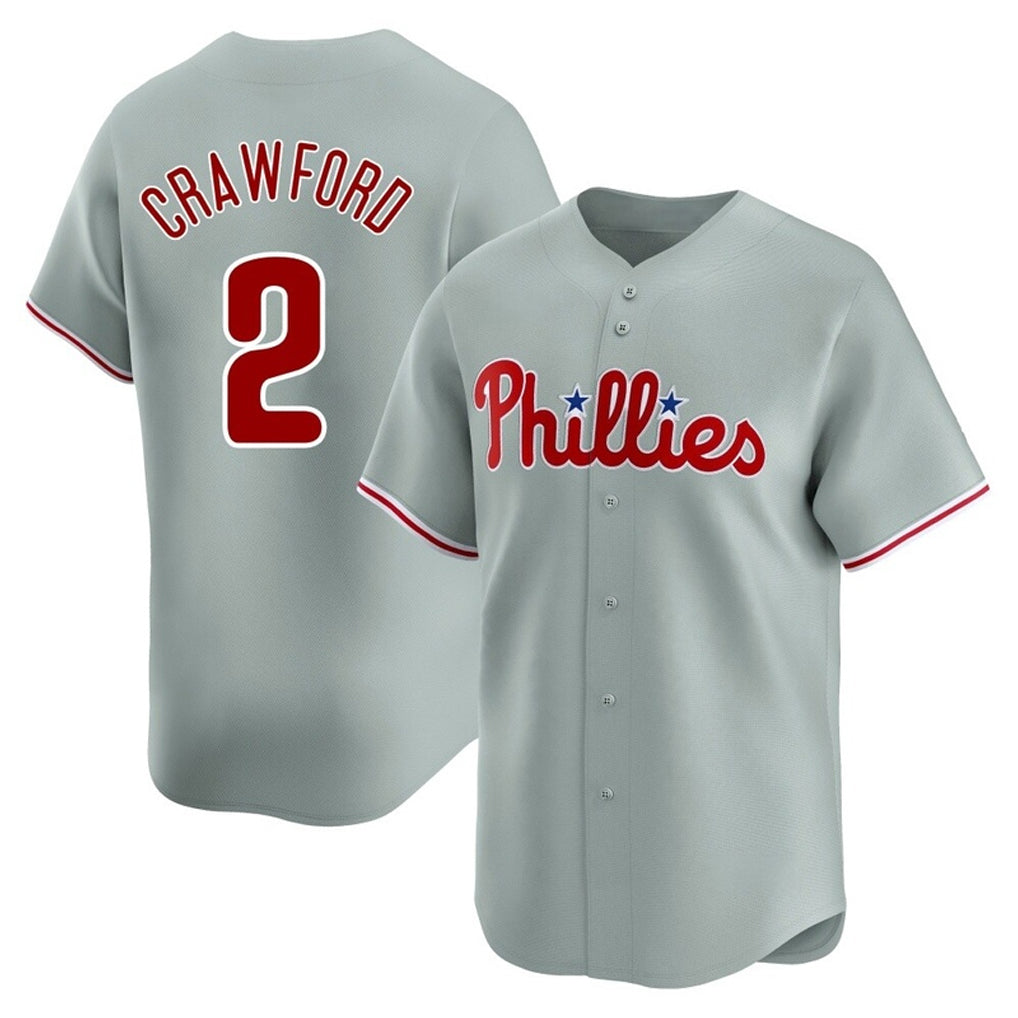 tocy P.Phillies #2 Justin Crawford Player Gray Home Limited Stitched Jerseys