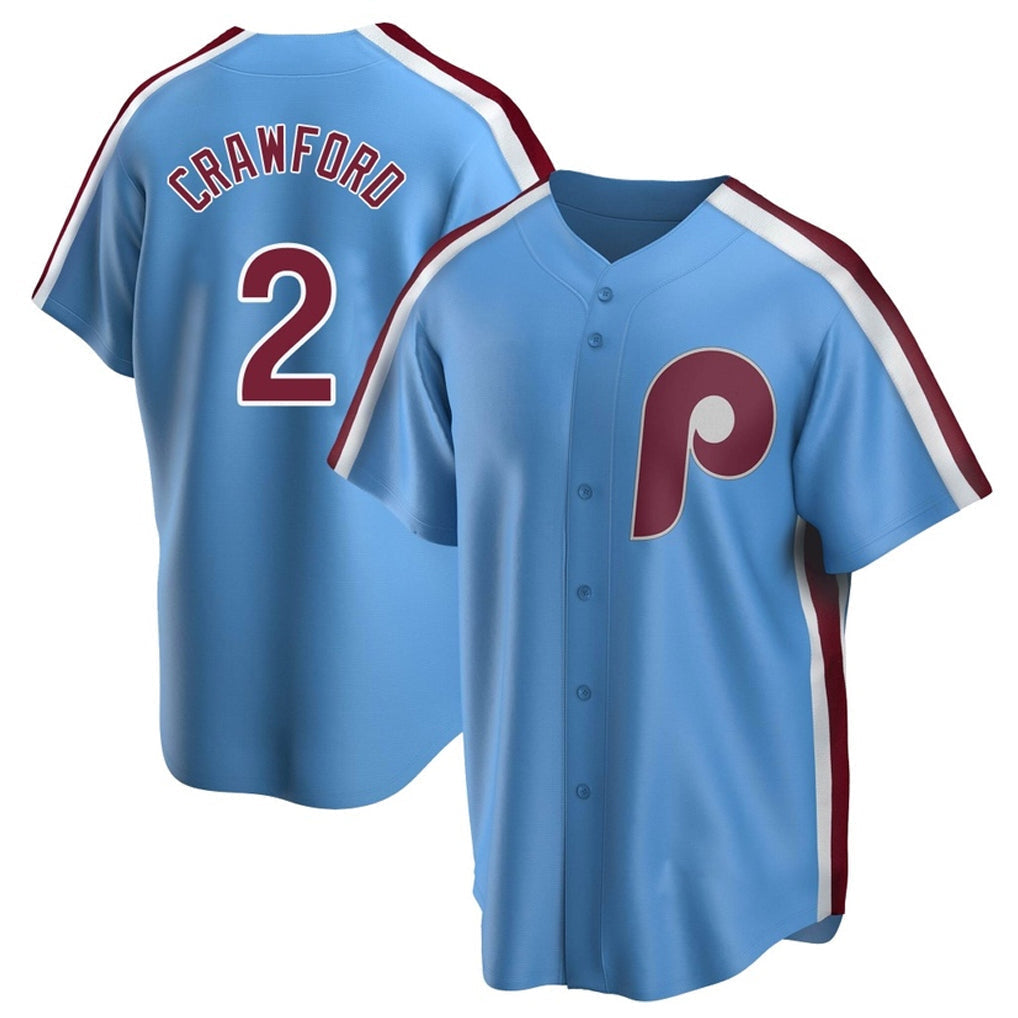 tocy P.Phillies #2 Justin Crawford Player Light Blue Home Game Stitched Jerseys