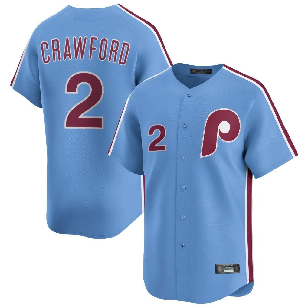 tocy P.Phillies #2 Justin Crawford Player Light Blue Home Limited Stitched Jerseys