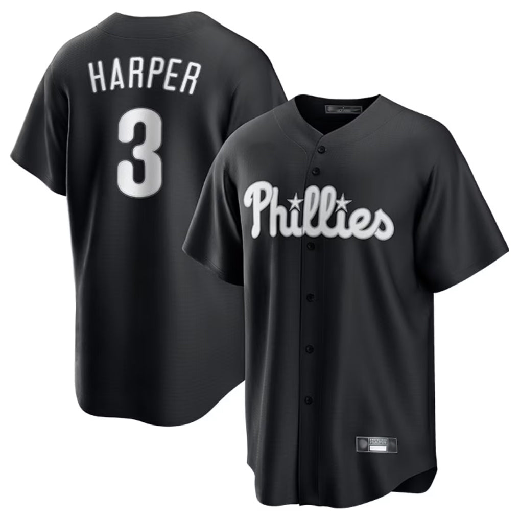 tocy P.Phillies #3 Bryce Harper Player Black Alt Fashion Home Game Stitched Jerseys
