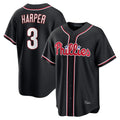tocy P.Phillies #3 Bryce Harper Player Black Fashion Out Home Game Stitched Jerseys