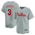 tocy P.Phillies #3 Bryce Harper Player Gray Home Limited Stitched Jerseys