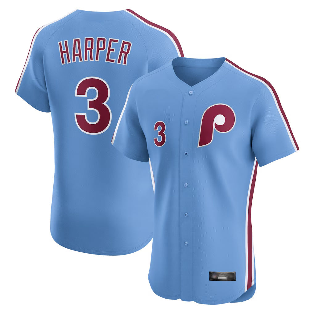 tocy P.Phillies #3 Bryce Harper Player Light Blue Home Limited Elite Stitched Jerseys
