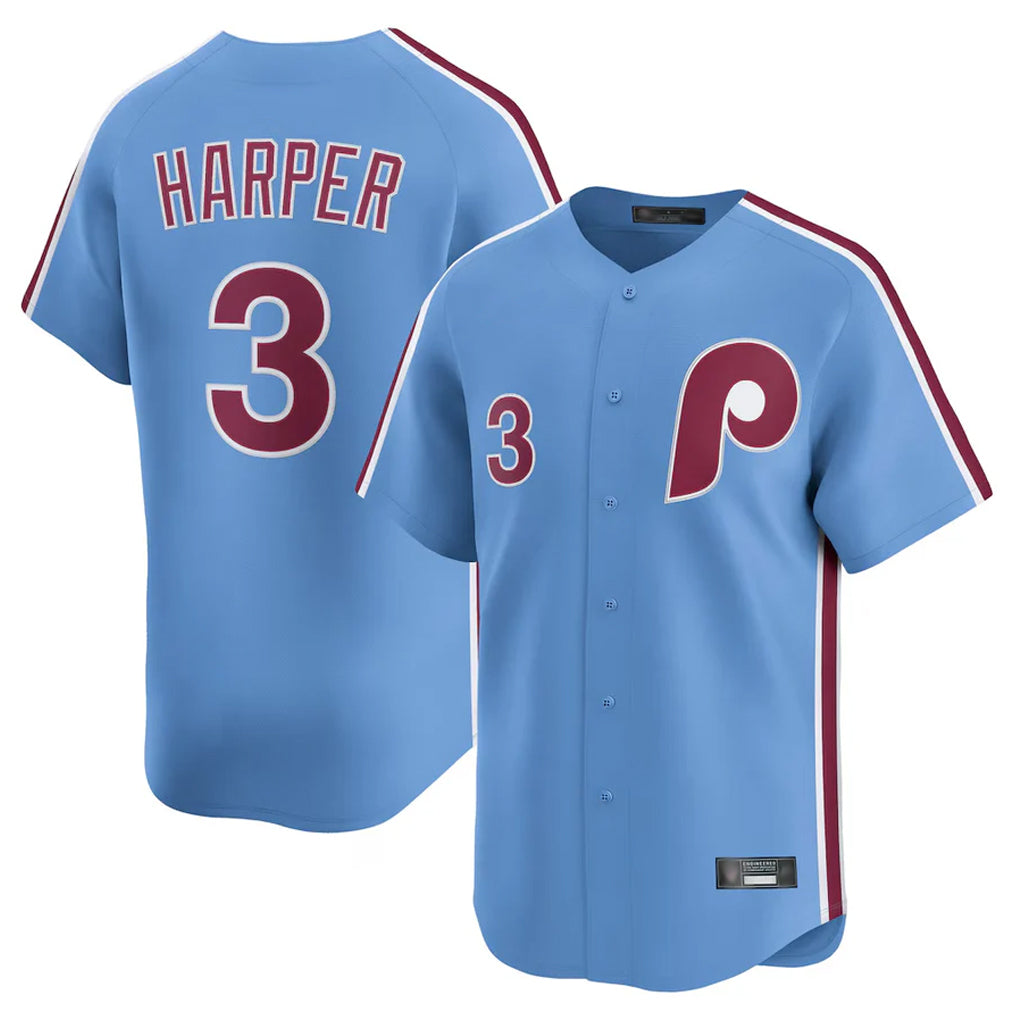 tocy P.Phillies #3 Bryce Harper Player Light Blue Home Limited Stitched Jerseys