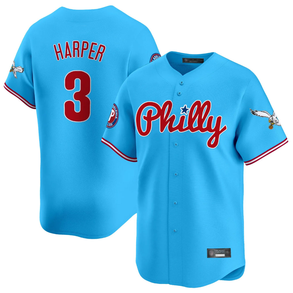 tocy P.Phillies #3 Bryce Harper Player Light Blue Phillies & Eagles Vapor Premier Limited Stitched Jerseys