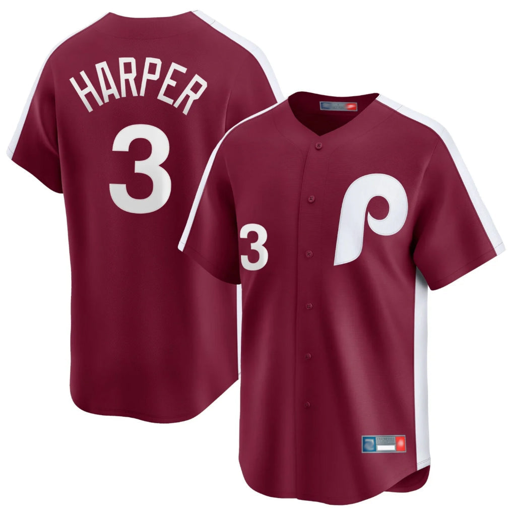 tocy P.Phillies #3 Bryce Harper Player Red Cooperstown Collection Limited Home Stitched Jerseys