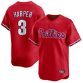 tocy P.Phillies #3 Bryce Harper Player Red Home Limited Stitched Jerseys