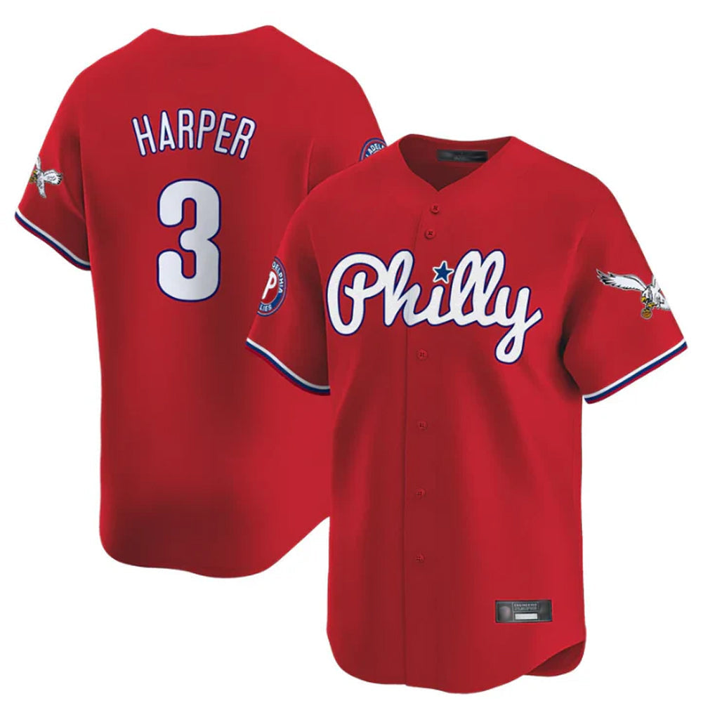 tocy P.Phillies #3 Bryce Harper Player Red Phillies & Eagles Vapor Premier Limited Stitched Jerseys