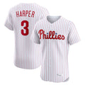 tocy P.Phillies #3 Bryce Harper Player White Home Limited Elite Stitched Jerseys