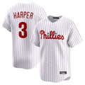 tocy P.Phillies #3 Bryce Harper Player White Home Limited Stitched Jerseys