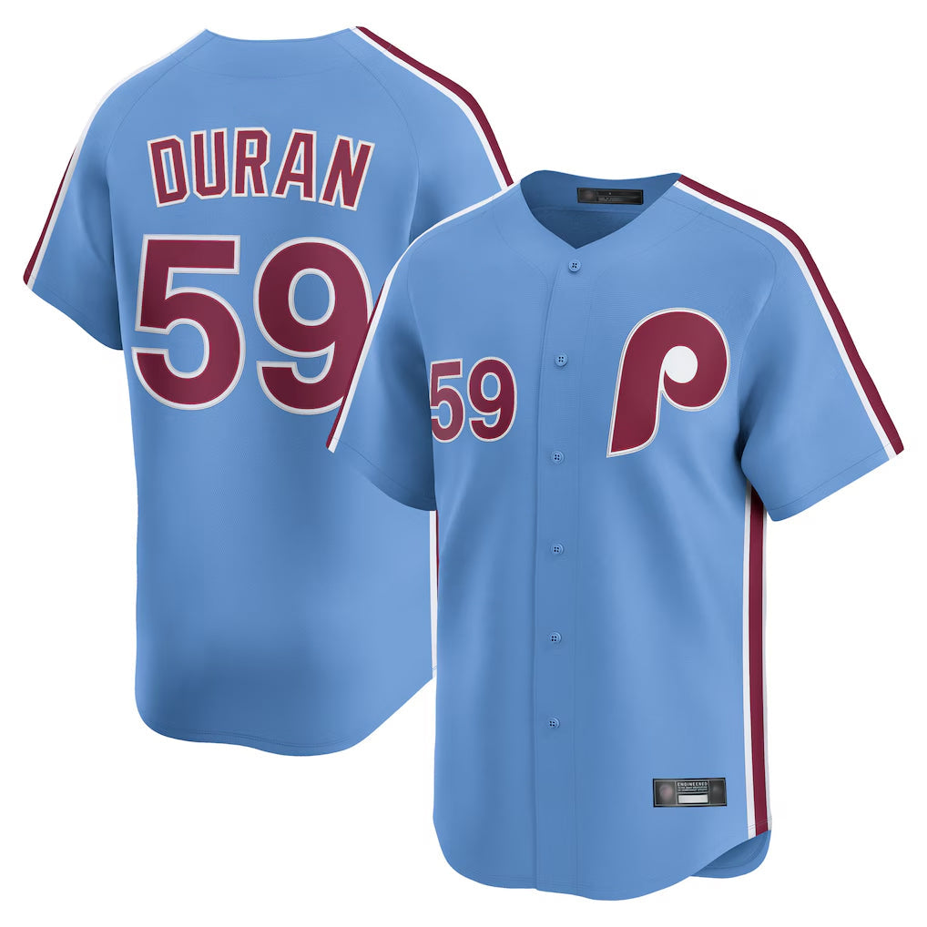 tocy P.Phillies #59 Jhoan Duran Player Light Blue Home Limited Stitched Jerseys