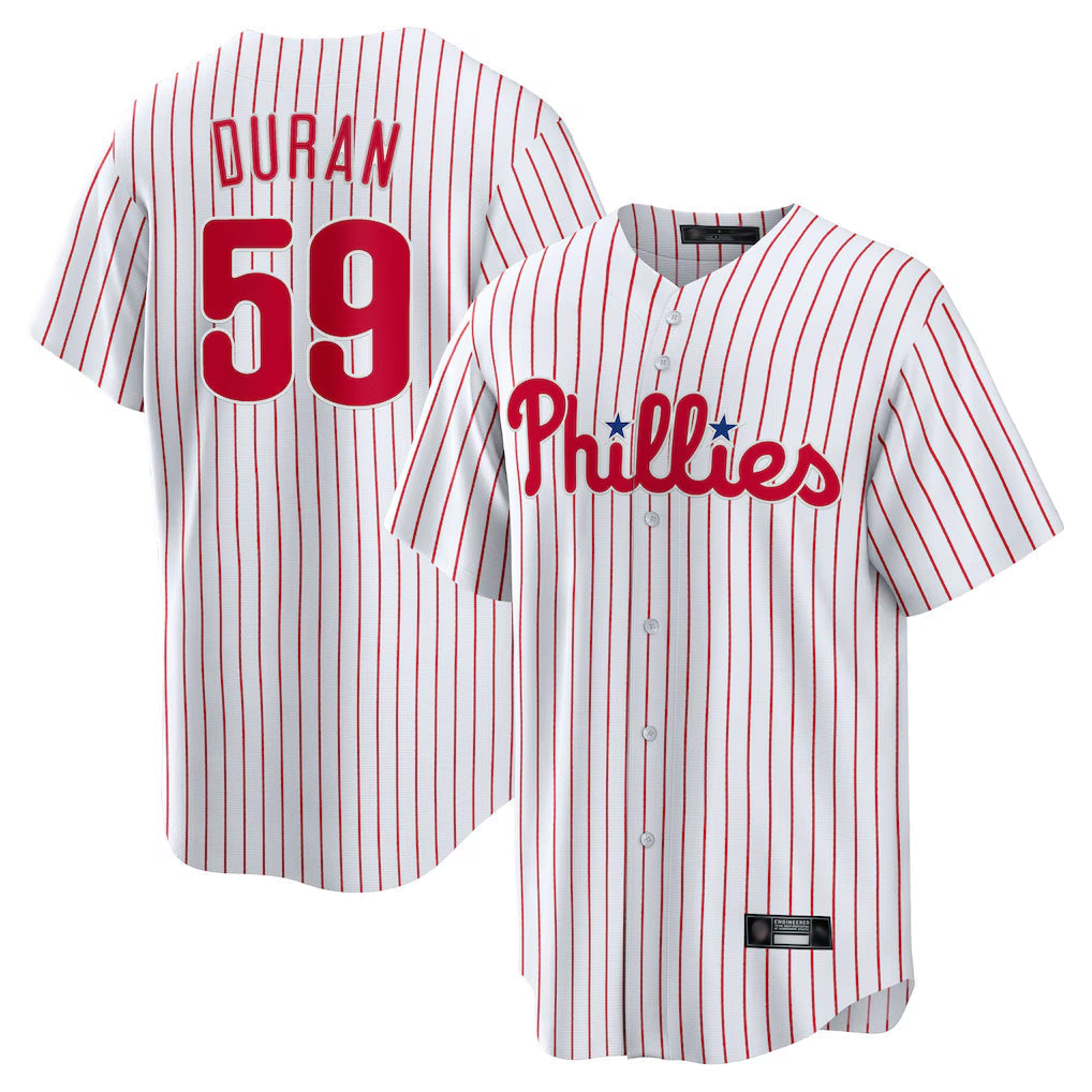 tocy P.Phillies #59 Jhoan Duran Player White Home Game Stitched Jerseys