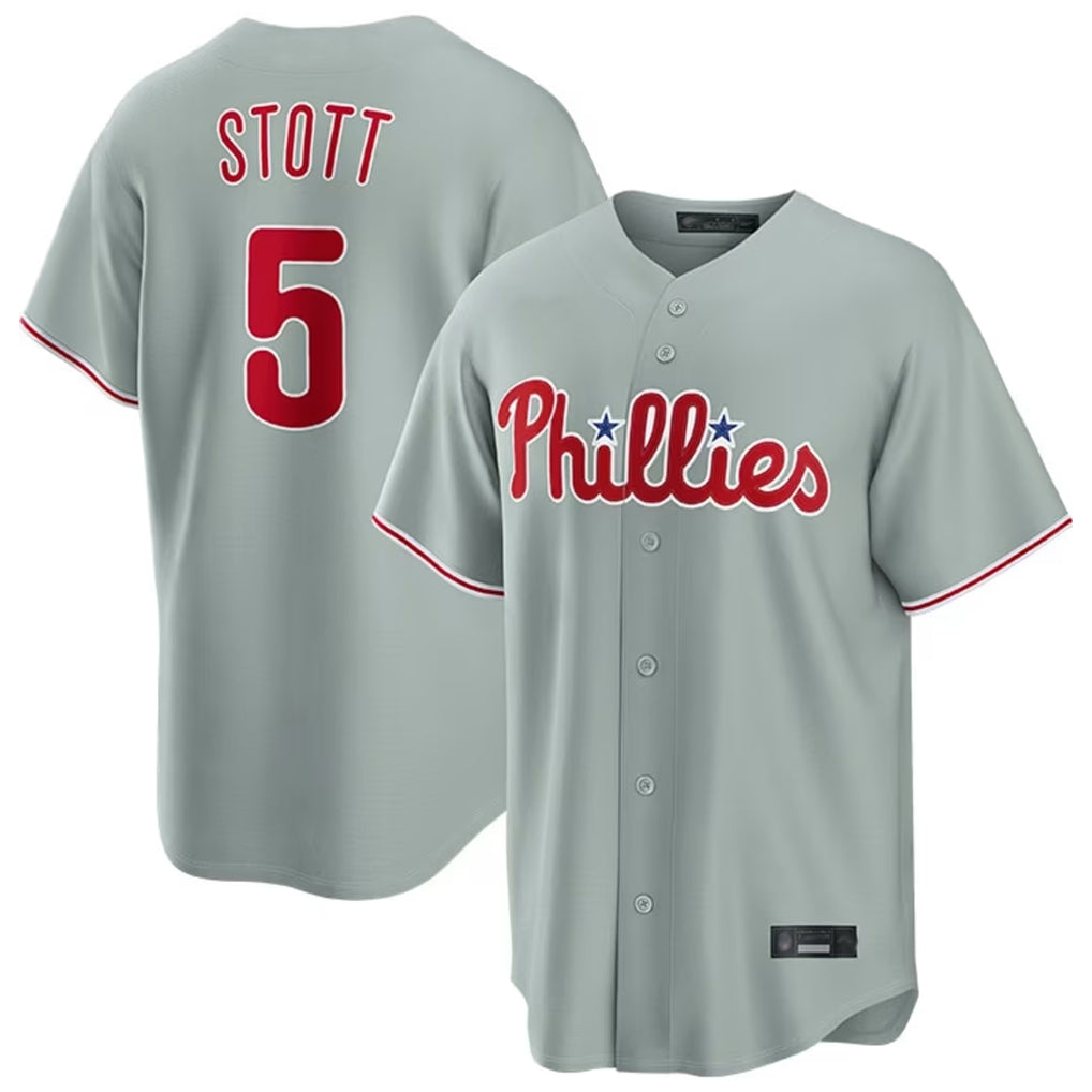 tocy P.Phillies #5 Bryson Stott Player Gray Home Game Stitched Jerseys