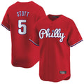 tocy P.Phillies #5 Bryson Stott Player Red Home Limited Stitched Jerseys