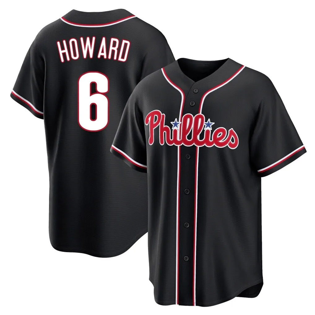 tocy P.Phillies #6 Ryan Howard Player Black Fashion Out Home Game Stitched Jerseys