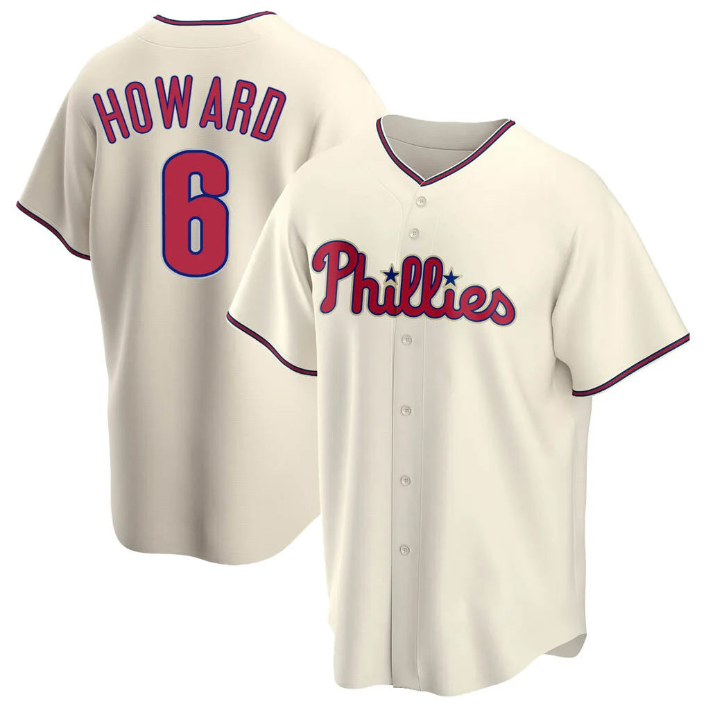 tocy P.Phillies #6 Ryan Howardr Player Cream Home Game Stitched Jerseys