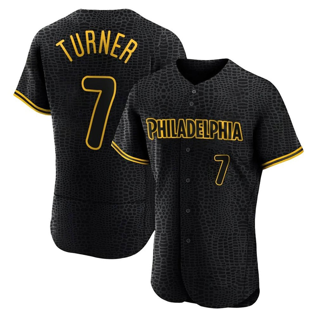 tocy P.Phillies #7 Trea Turner Player Black Snake Skin City Home Limited Elite Stitched Jerseys
