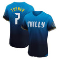 tocy P.Phillies #7 Trea Turner Player Blue City Connect Home Limited Elite Stitched Jerseys