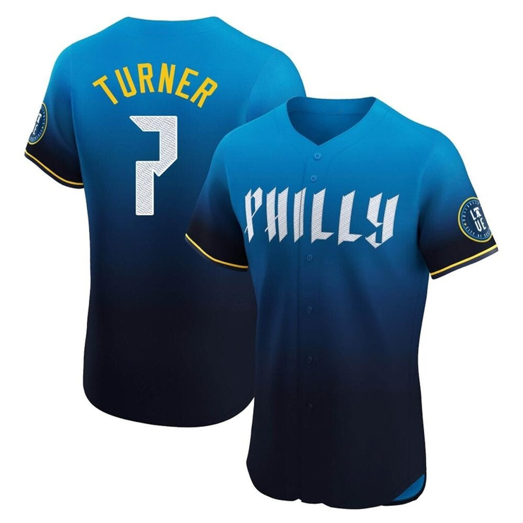 tocy P.Phillies #7 Trea Turner Player Blue City Connect Home Limited Elite Stitched Jerseys