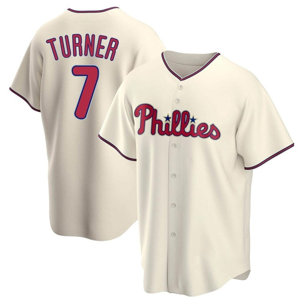 tocy P.Phillies #7 Trea Turner Player Cream Home Game Stitched Jerseys