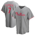 tocy P.Phillies #7 Trea Turner Player Gray Home Game Stitched Jerseys
