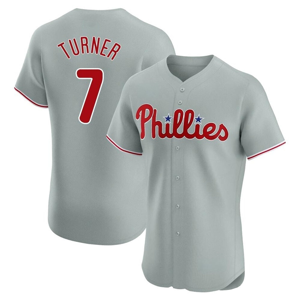 tocy P.Phillies #7 Trea Turner Player Gray Home Limited Elite Stitched Jerseys