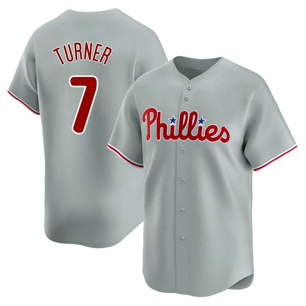 tocy P.Phillies #7 Trea Turner Player Gray Home Limited Stitched Jerseys