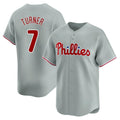tocy P.Phillies #7 Trea Turner Player Gray Home Limited Stitched Jerseys