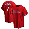 tocy P.Phillies #7 Trea Turner Player Red Home Game Stitched Jerseys