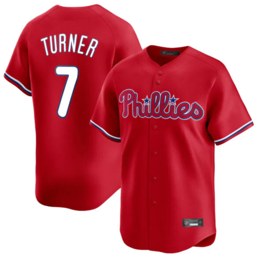 tocy P.Phillies #7 Trea Turner Player Red Home Limited Stitched Jerseys