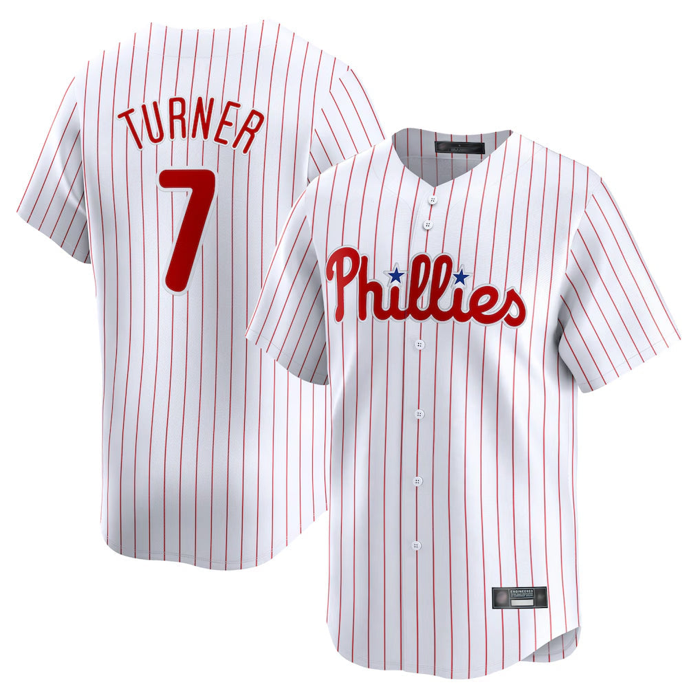 tocy P.Phillies #7 Trea Turner Player White Home Limited Stitched Jerseys