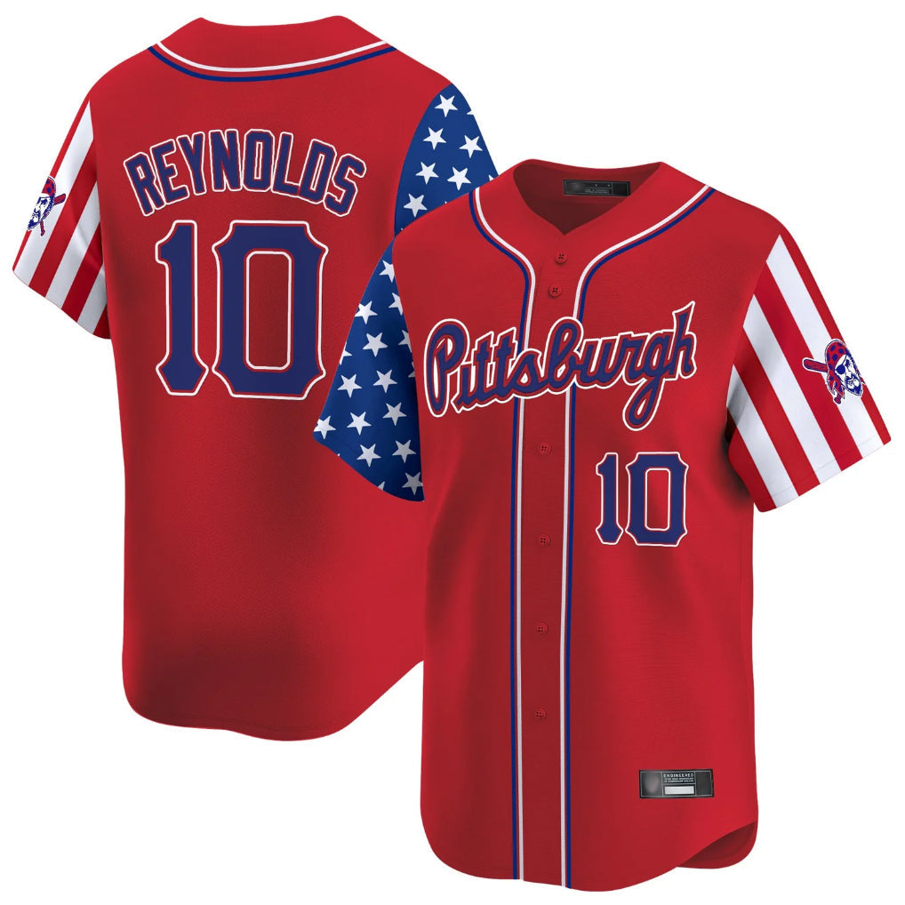 tocy P.Pirates #10 Bryan Reynolds Player Red 2025 Independence Day Vapor Premier Limited Stitched Jerseys