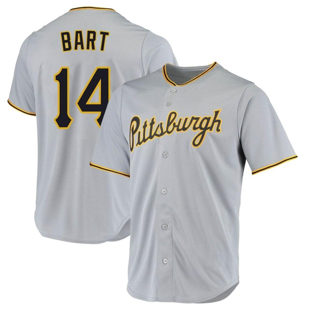 tocy P.Pirates #14 Joey Bart Player Gray Road Home Game Stitched Jerseys
