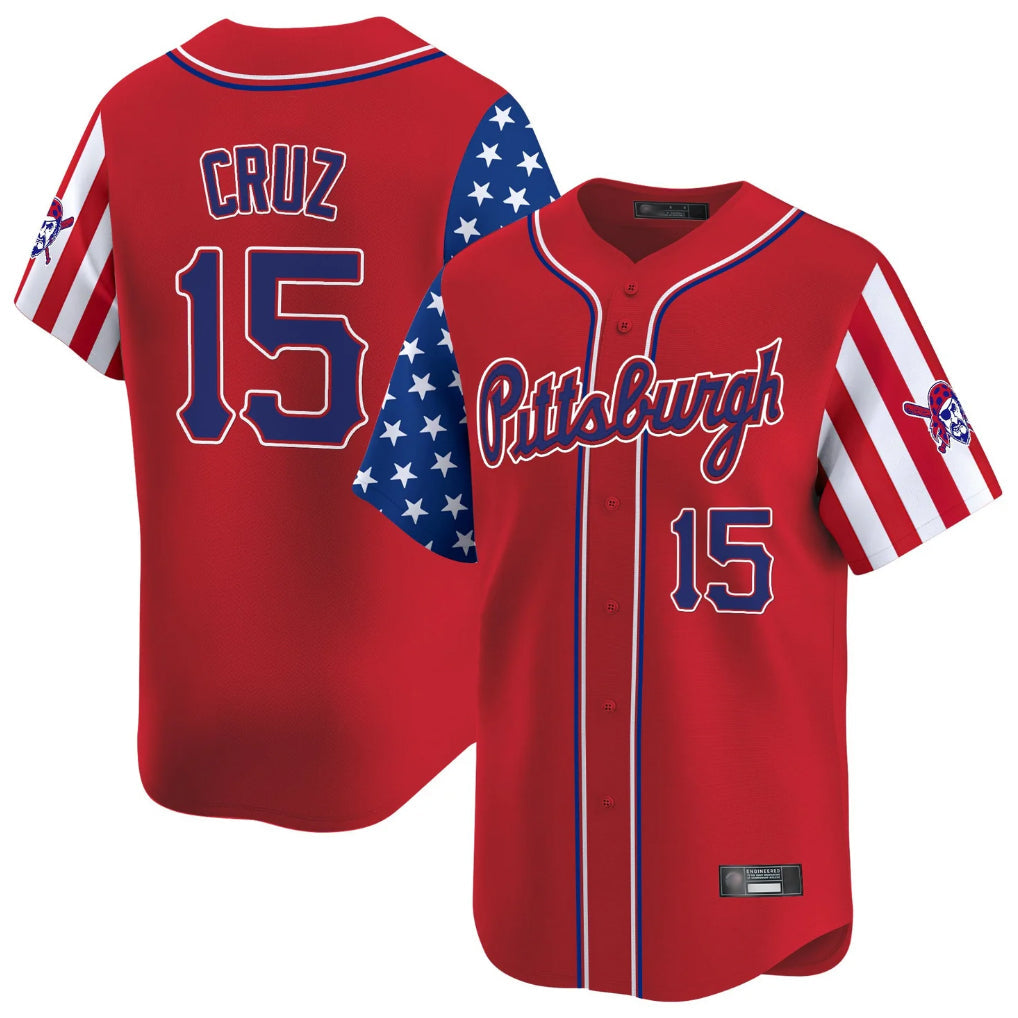 tocy P.Pirates #15 Oneil Cruz Player Red 2025 Independence Day Vapor Premier Limited Stitched Jerseys