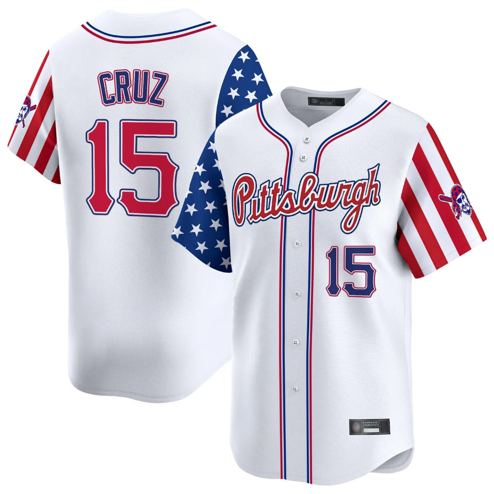 tocy P.Pirates #15 Oneil Cruz Player White 2025 Independence Day Vapor Premier Limited Stitched Jerseys