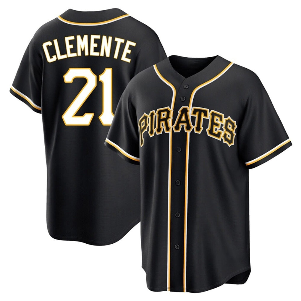 tocy P.Pirates #21 Roberto Clemente Player Black Fashion Out Home Game Stitched Jerseys