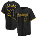 tocy P.Pirates #21 Roberto Clemente Player Black Snake Skin City Home Limited Stitched Jerseys