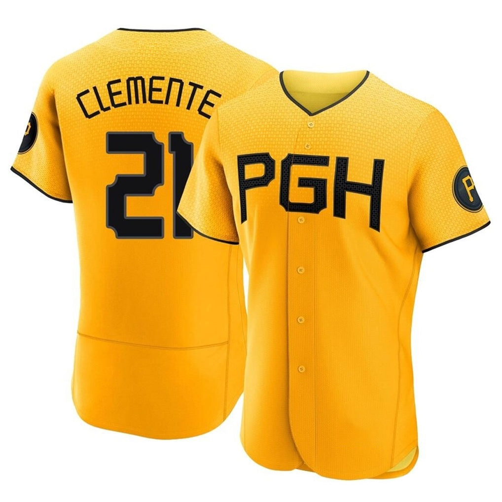 tocy P.Pirates #21 Roberto Clemente Player Gold City Connect Home Limited Elite Stitched Jerseys