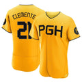 tocy P.Pirates #21 Roberto Clemente Player Gold City Connect Home Limited Elite Stitched Jerseys