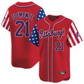 tocy P.Pirates #21 Roberto Clemente Player Red 2025 Independence Day Vapor Premier Limited Stitched Jerseys
