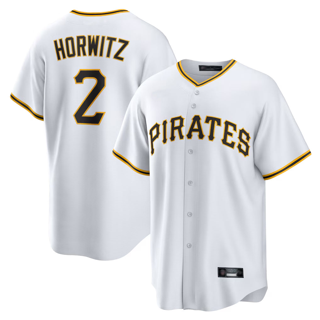 tocy P.Pirates #2 Spencer Horwitz Player White Home Game Stitched Jerseys