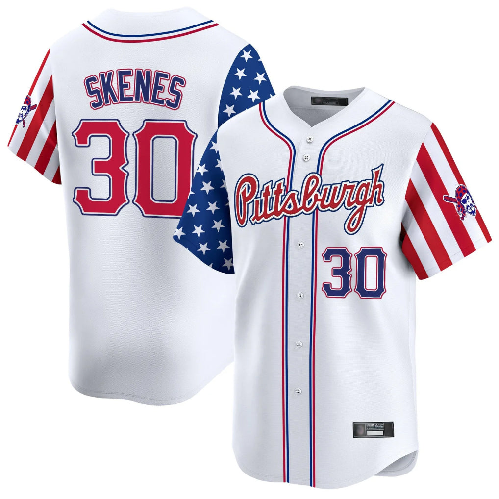tocy P.Pirates #30 Paul Skenes Player White 2025 Independence Day Vapor Premier Limited Stitched Jerseys