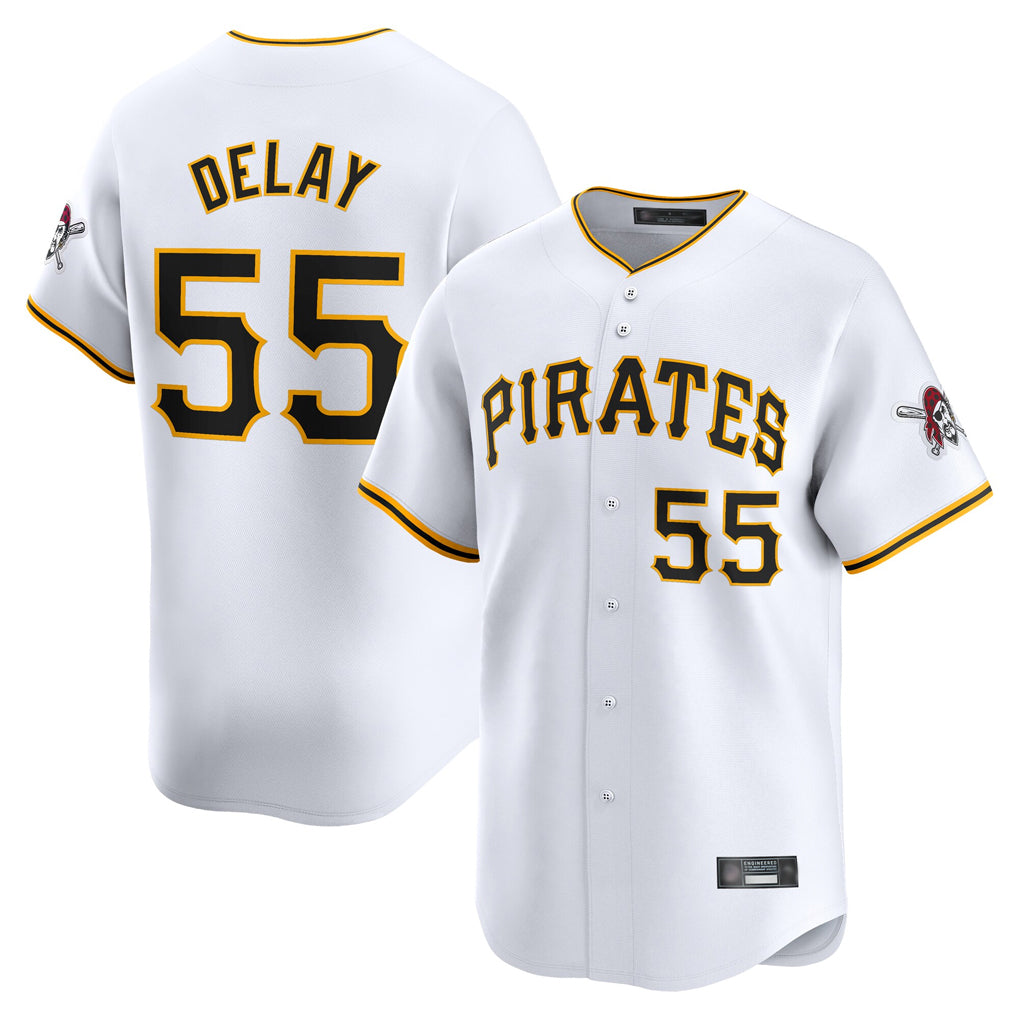 tocy P.Pirates #55 Jason Delay Player White Home Limited Stitched Jerseys
