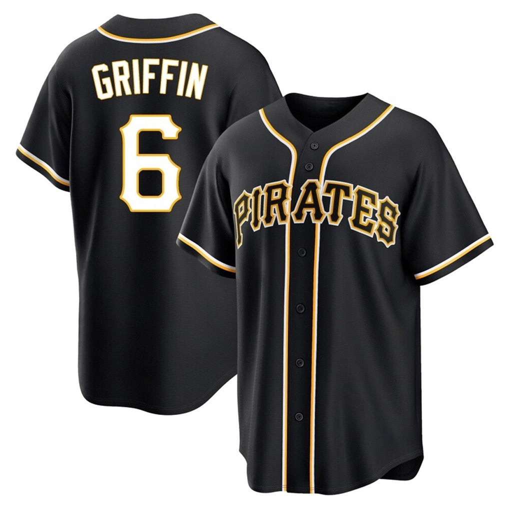 tocy P.Pirates #6 Konnor Griffin Player Black Fashion Out Home Game Stitched Jerseys